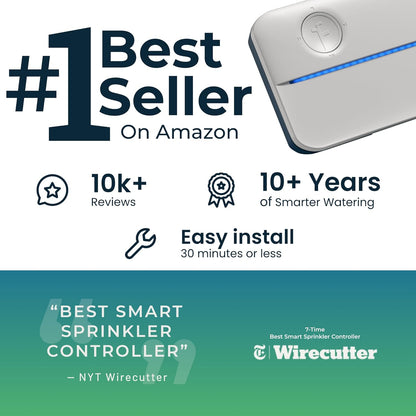 Rachio Wifi Smart Sprinkler Controller (8-Zone Irrigation Remote Control) – App-Based Scheduling, Local Weather Intelligence, Rain Skips, Easy DIY Install