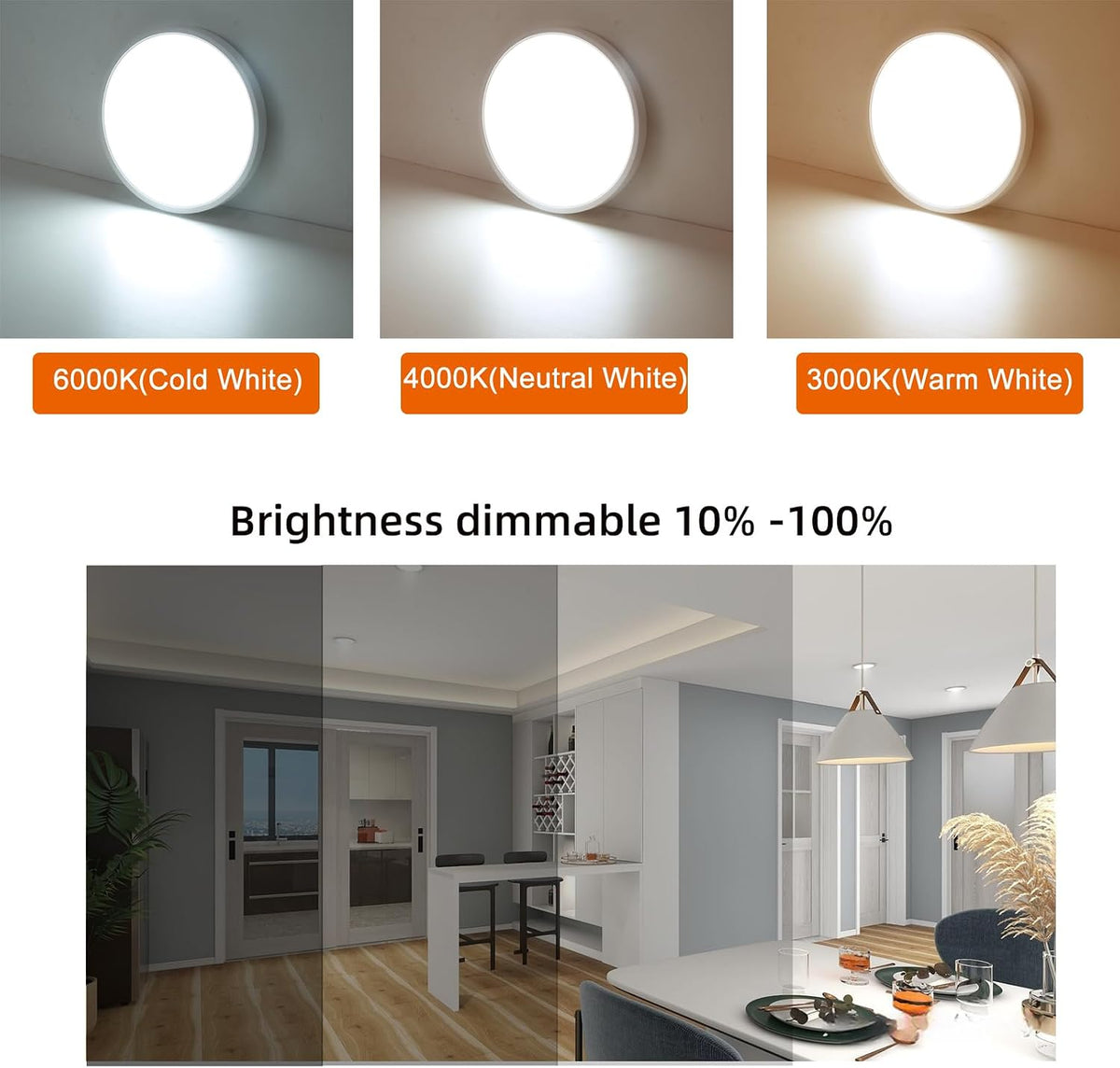 ZCHYLED 12-Inch Motion Sensor Ceiling Light – 2400LM Dimmable LED with Remote