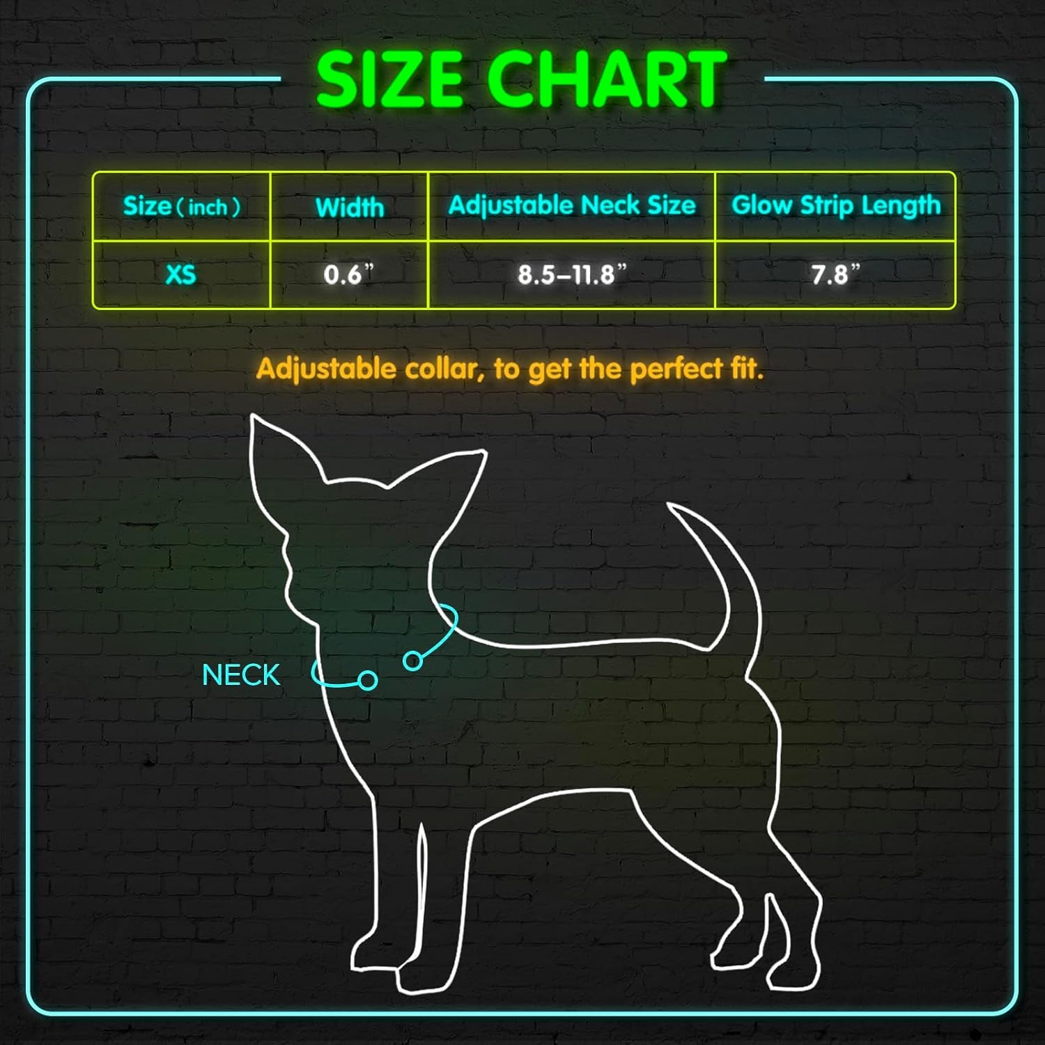 BSEEN Adjustable LED Dog & Cat Collar - Rechargeable, Small Breeds, Green, 8.5-11.8 Inches, Nylon, Lightweight, Reflective, 2 Flash Modes
