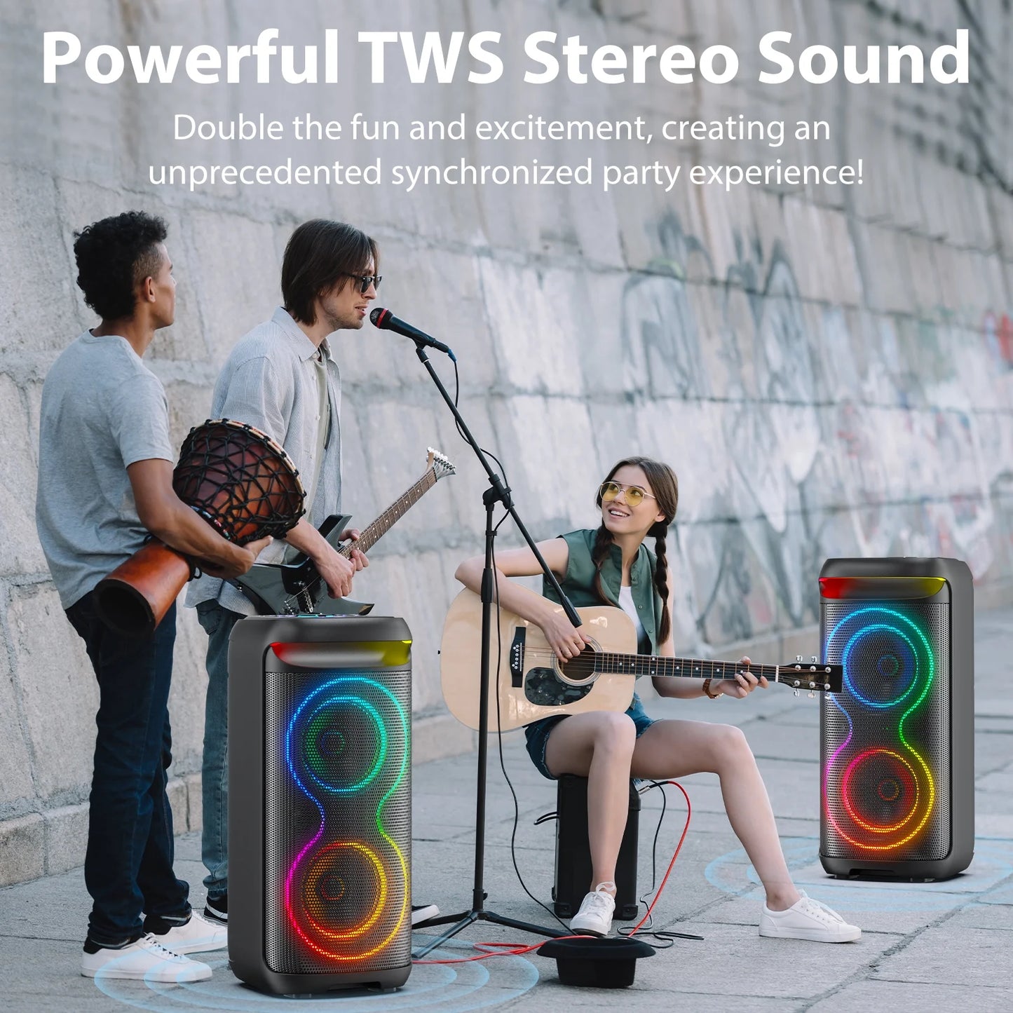 JYX T20 Bluetooth Party Speaker | Portable PA System with Dual 6.5" Subwoofers, RGB Lights & Karaoke