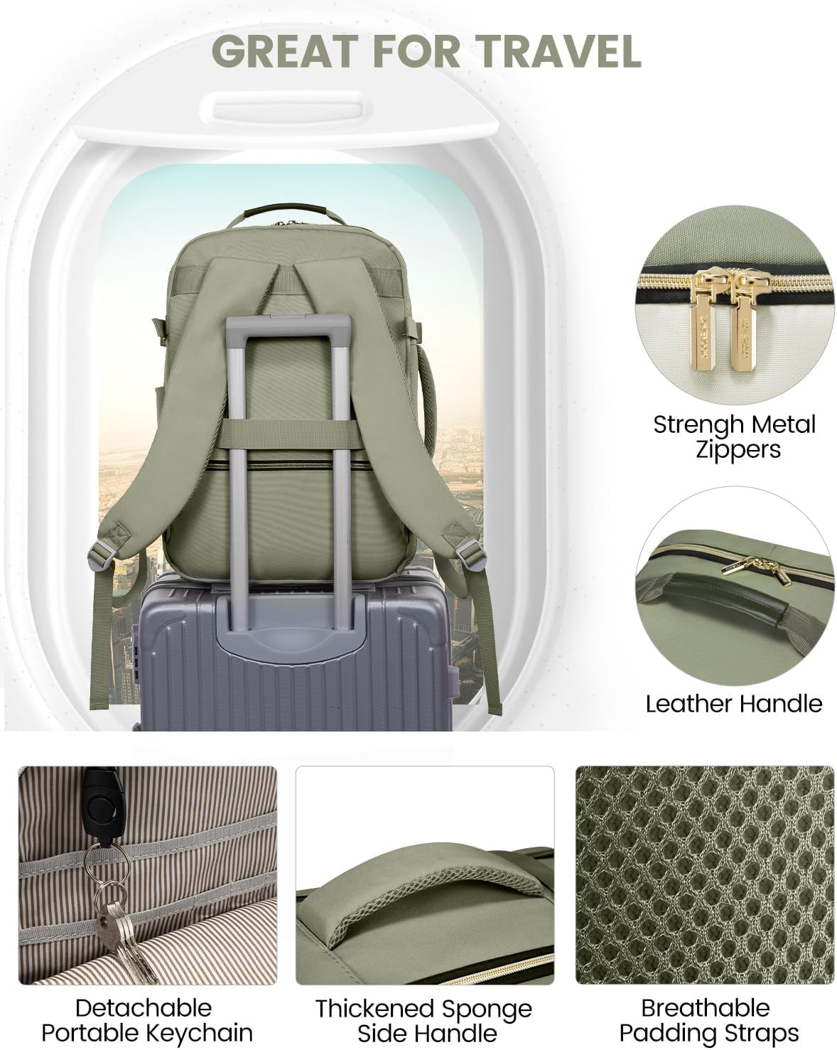 40L Travel Backpack for Women & Men, Airline Approved Carry on Luggage with 3 Packing Cubes, TSA Overnight Bags, Waterproof Personal Item Bag, Weekender Essentials Backpacks Fits 17" Laptop