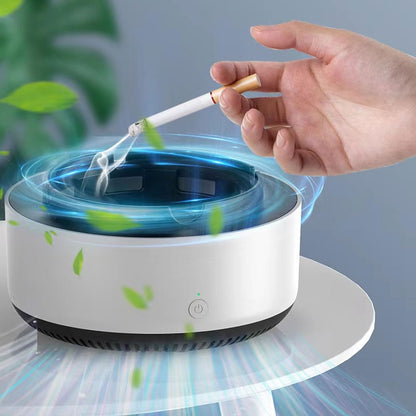 2 in 1 Multifunctional Indoor Smokeless Ashtray, 360 °Surround Suction Intelligent Air Purifier Ashtray, Indoor Household Car Intelligent Ashtray ((Grey)