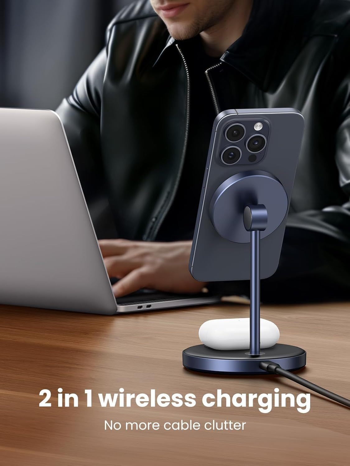 UGREEN Mag Flow 2-in-1 Magnetic Wireless Charging Station for iPhone & Air Pods