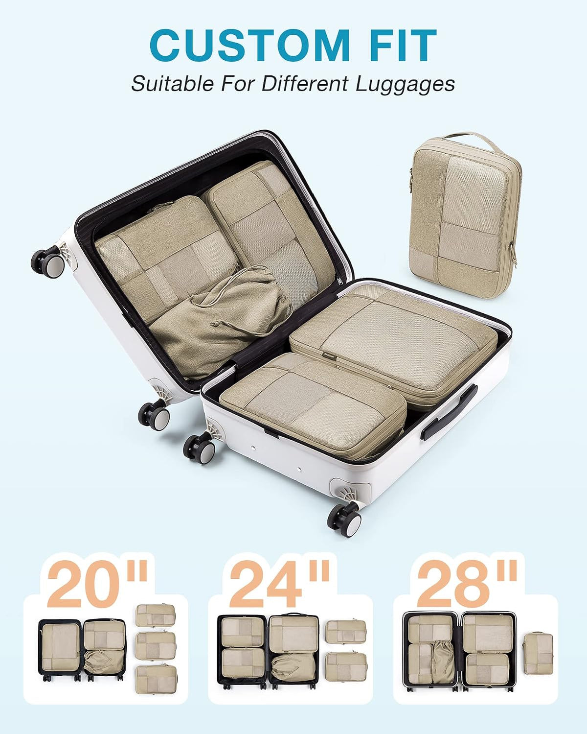 6-Piece Compression Packing Cubes Set – Space-Saving Travel Organizers