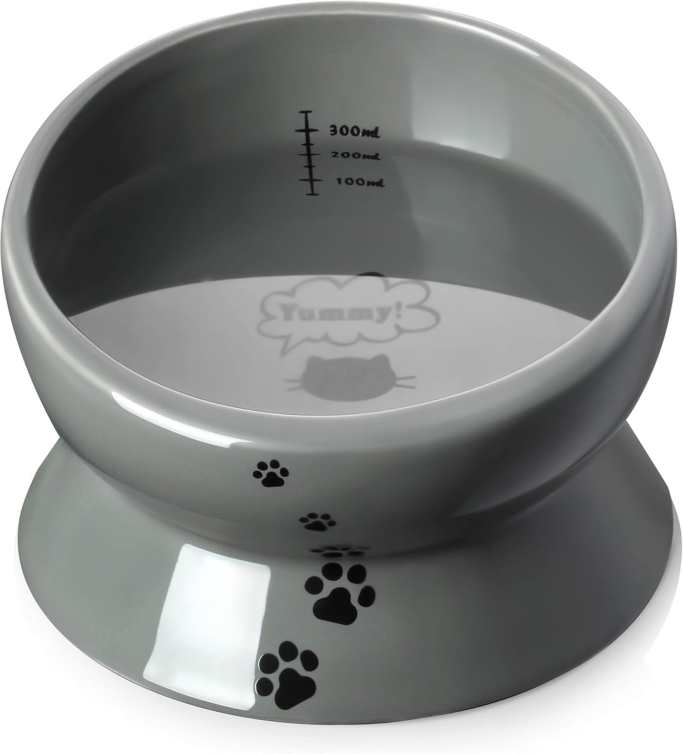 Y YHY Ceramic 15 Ounce Slanted Cat Food Water Bowl, Lake Blue