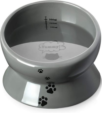 Y YHY Ceramic 15 Ounce Slanted Cat Food Water Bowl, Lake Blue