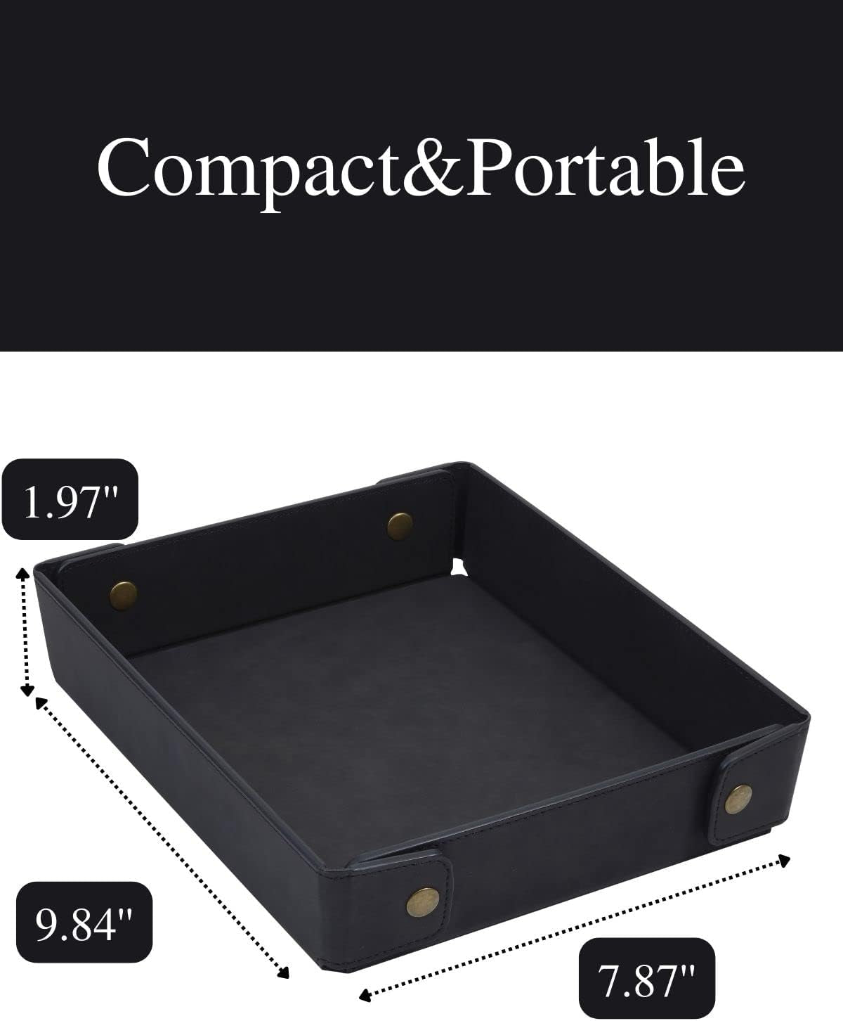CASIRENA Faux Leather Valet Tray Organizer for Men - Catch-All Tray for Entryway Table Key, Wallet, Watch, Coin Change, Phone, Dresser EDC Dump Jewelry, Bedside Nightstand Desk-Top