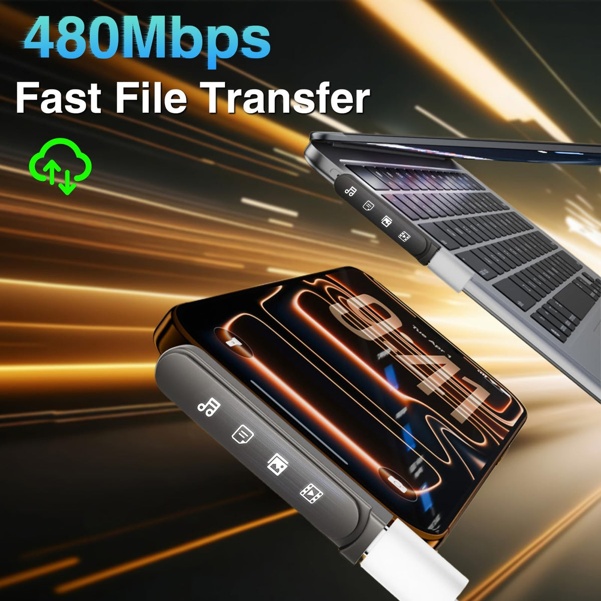 2-in-1 USB-C Fast Charging Cable with Foldable Phone Stand – 240W PD 3.1