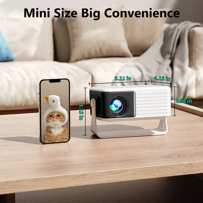 Cocobear Portable Mini Projector with Auto Keystone and 360 Degree Rotation, 720P Small Projector with Zoom, Plug and Play Compatible with Iphone Android HDMI USB TV Stick, Compact Home Theater Proje