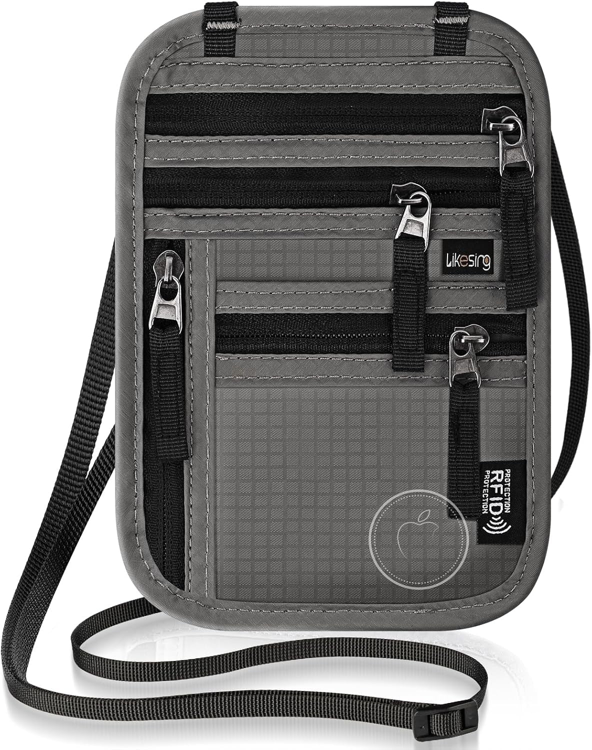 RFID-Blocking Travel Neck Wallet – Passport Holder with 5 Compartments