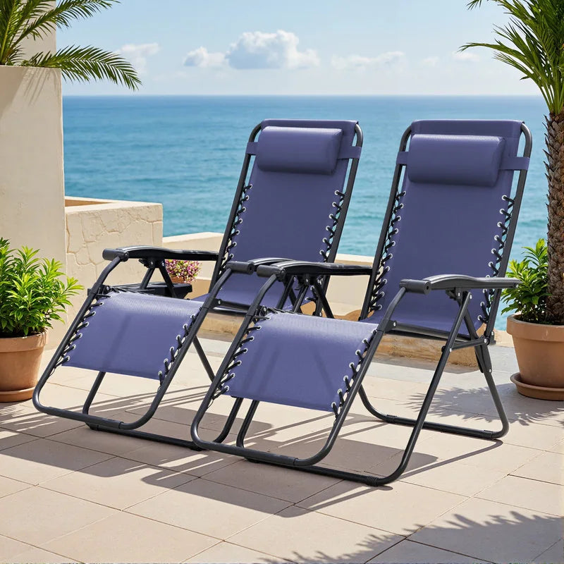 Patio Zero Gravity Chair Lawn Lounge Chair with Pillow Set of 2