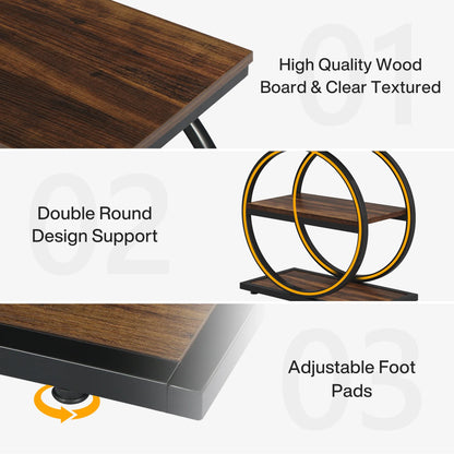 Narrow End Table with 3 Storage Shelves, Wood Side Table for Living Room