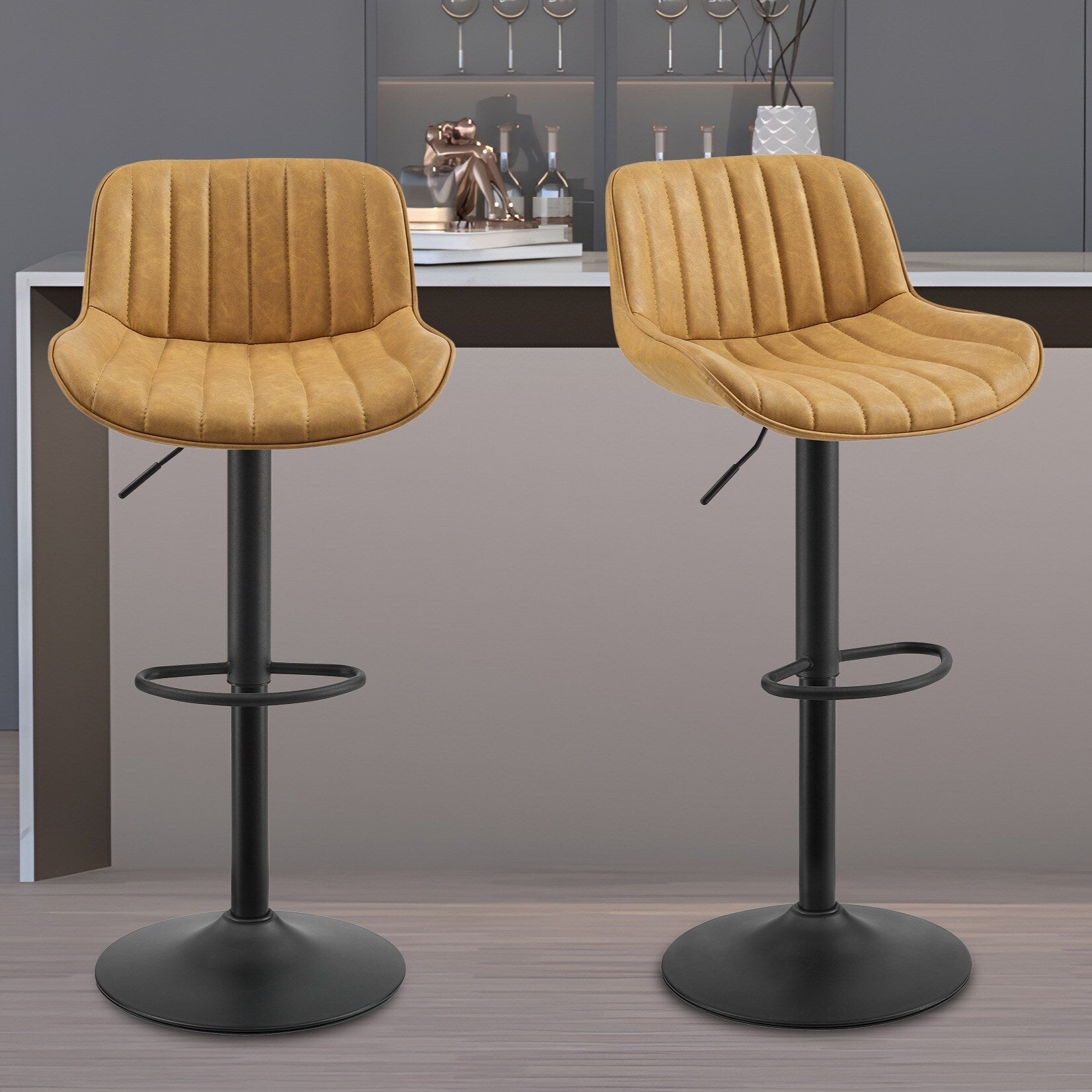 Art Leon Adjustable Swivel Barstool Set – Mid-Century Modern Kitchen & Bar Seating