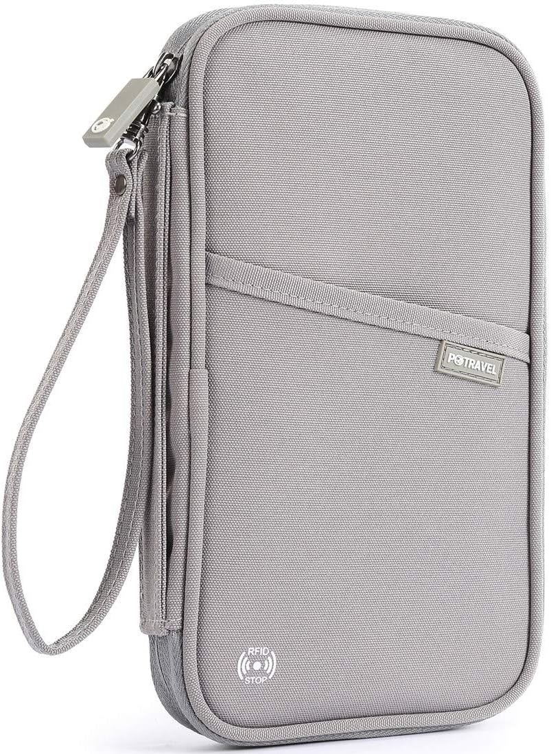 RFID-Blocking Travel Wallet & Passport Organizer with Removable Wrist Strap