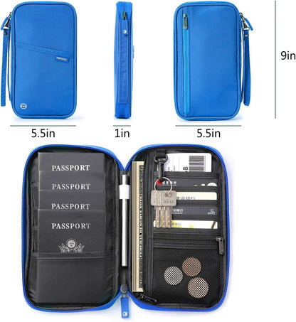 RFID-Blocking Travel Wallet & Passport Organizer with Removable Wrist Strap