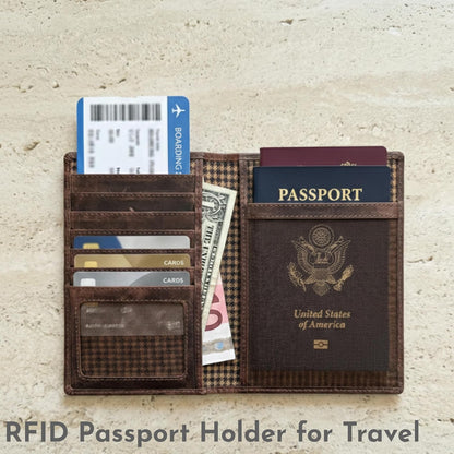  Viral Vault Leather Passport Holder — Genuine Leather, RFID Blocking & Air Tag Holder
