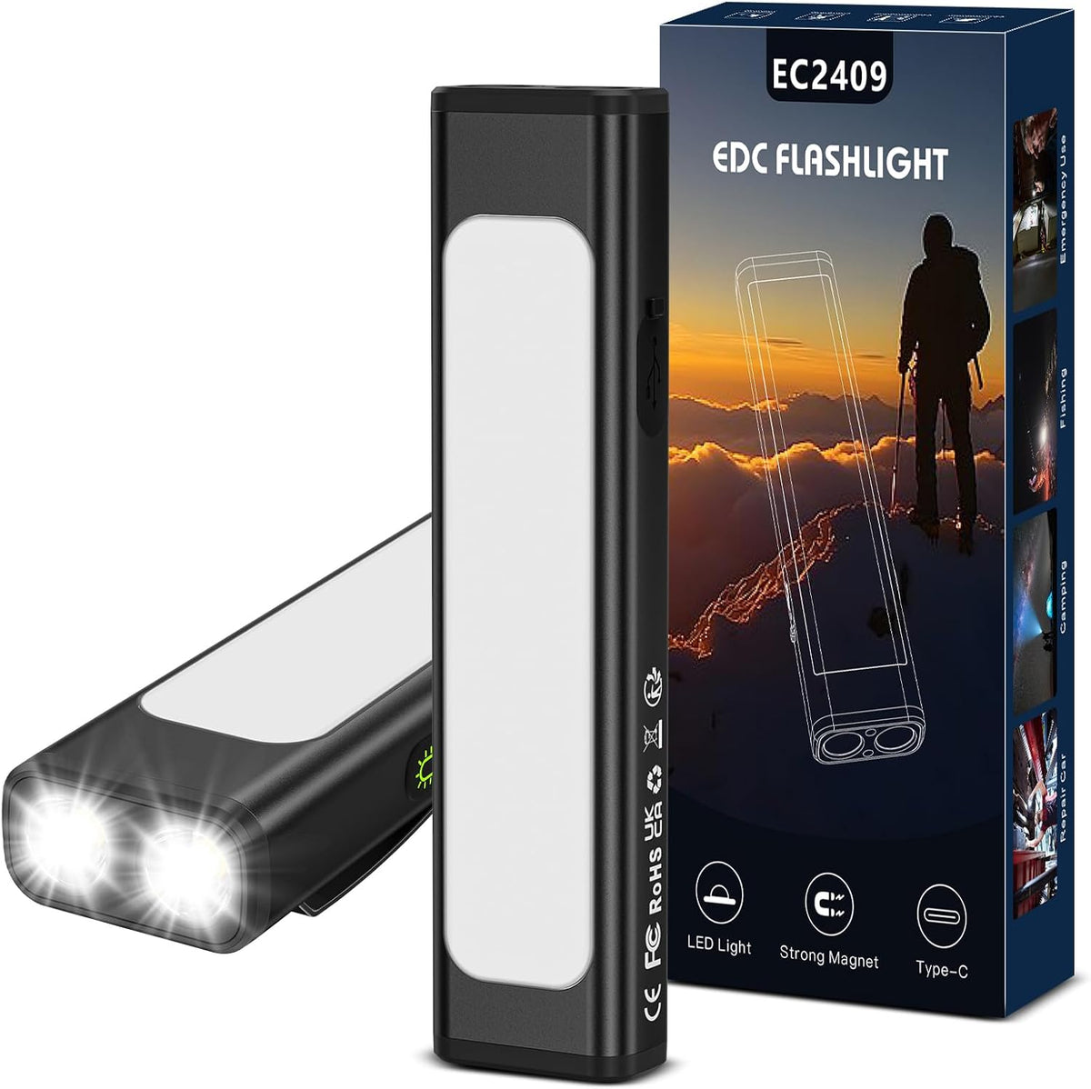 **Viral Vault 1200-Lumen Rechargeable EDC Flashlight — 9 Lighting Modes, Magnetic Base & USB-C Charging**