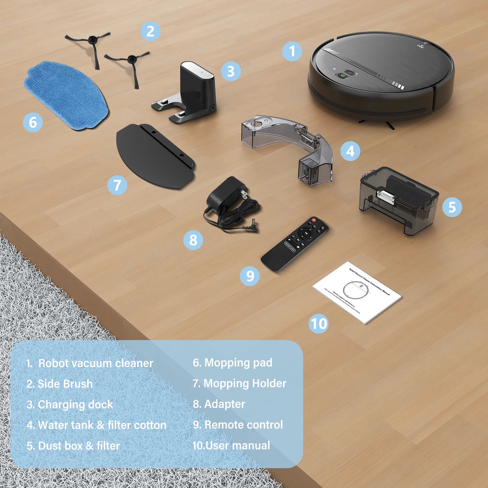 GOOVI Robot Vacuum Cleaner, Robot Vacuum Mop Combo, with Alexa/Wifi/App Connection, for Pet Hair, Hard Floor