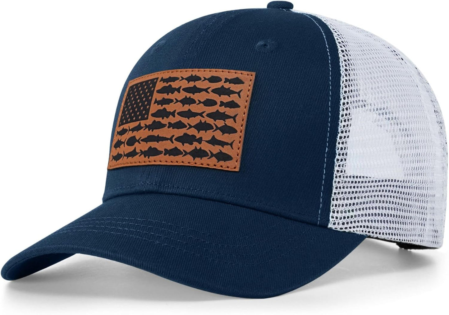 American Fish Flag Trucker Hat, Fishing Gifts for Men, Snapback Fishing Hat Perfect for Fishing and Daily Use