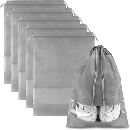 10-Pack Travel Shoe Bags with Clear Windows – Breathable Drawstring Shoe Organizer