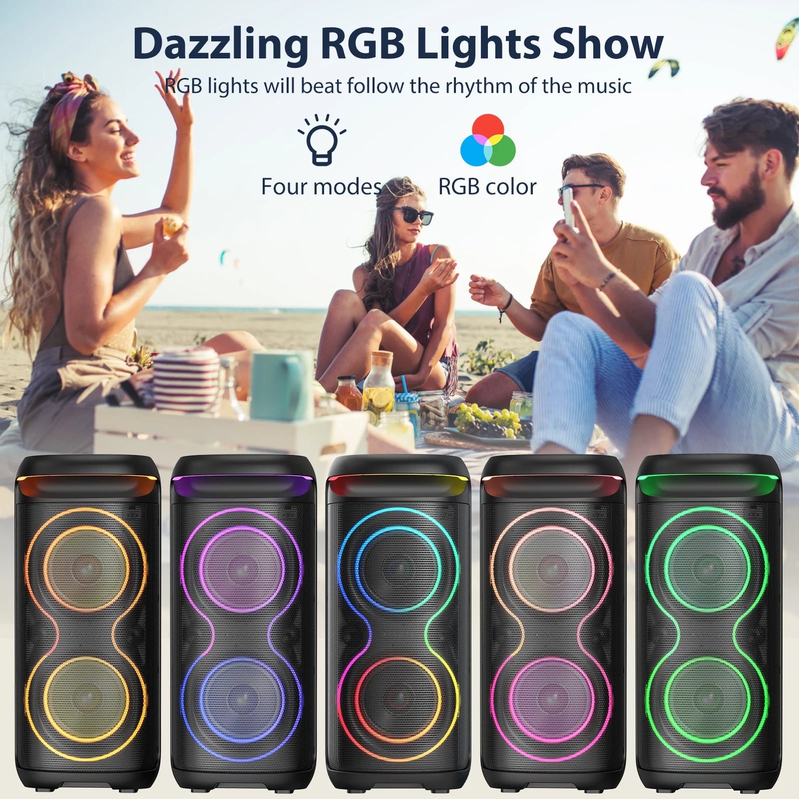 JYX T20 Bluetooth Party Speaker | Portable PA System with Dual 6.5" Subwoofers, RGB Lights & Karaoke