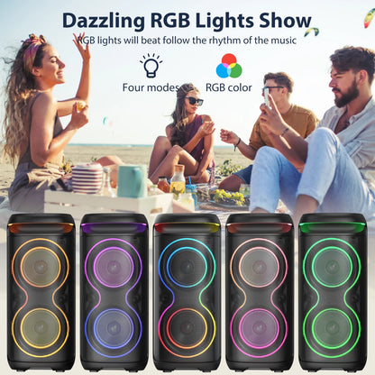 JYX T20 Bluetooth Party Speaker | Portable PA System with Dual 6.5" Subwoofers, RGB Lights & Karaoke