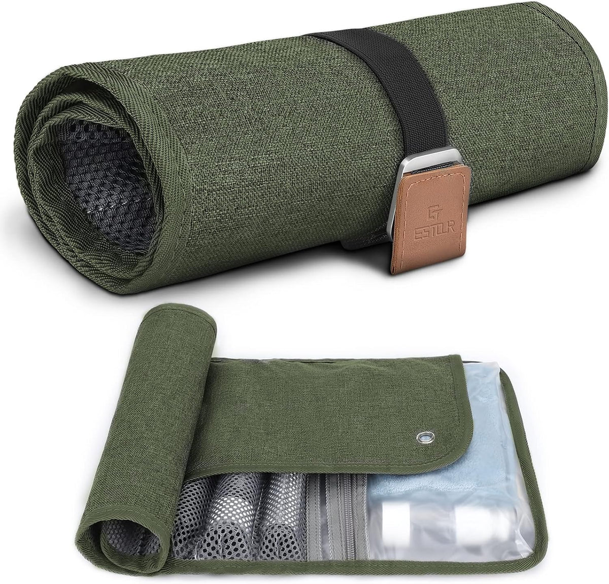 Men's Roll-Up Travel Toiletry Bag – 13 Pockets, Hanging Design & Wet-Dry Storage