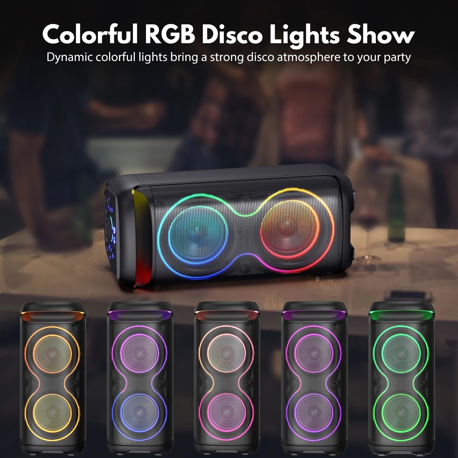 JYX T20 Bluetooth Party Speaker | Portable PA System with Dual 6.5" Subwoofers, RGB Lights & Karaoke