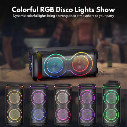 JYX T20 Bluetooth Party Speaker | Portable PA System with Dual 6.5" Subwoofers, RGB Lights & Karaoke