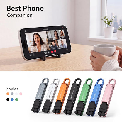 Mini Aluminum Foldable Phone Stand with Keychain – 180° Adjustable Desk Holder