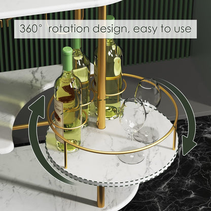 PAUKIN Gold Bar Carts with 4-Tier Storage Shelves, Mobile Bar Serving Cart with Wine Rack and Glass Holder, for the Home, Kitchen, Living Room, Dining Room