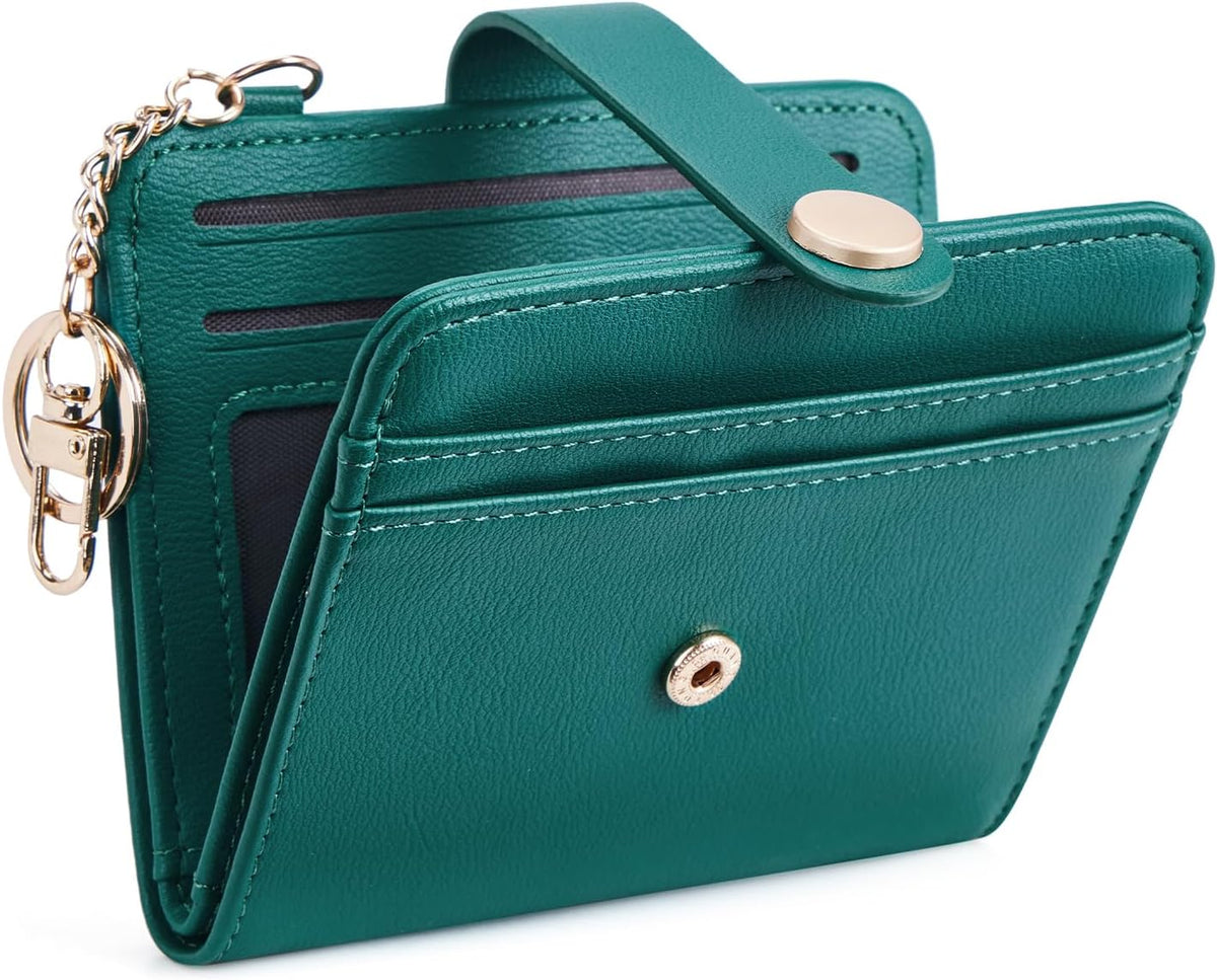 Slim RFID-Blocking Wallet with Zipper Coin Pocket & Keychain