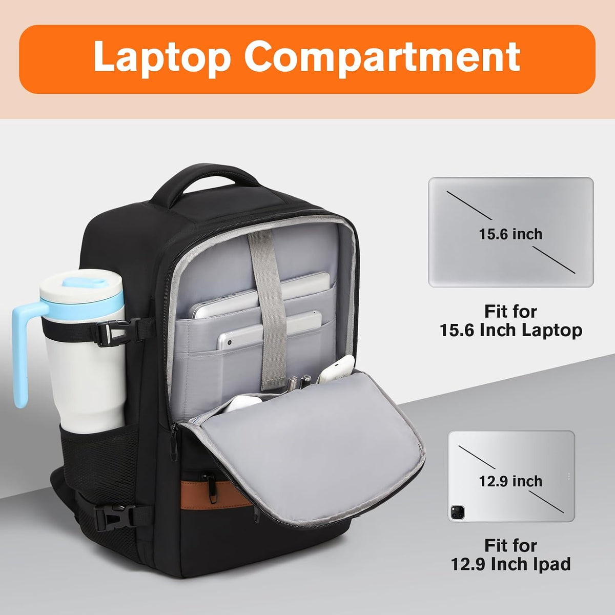 Exquisite Travel Laptop Backpack, Flight Approved Size Carry on Bag (25L)