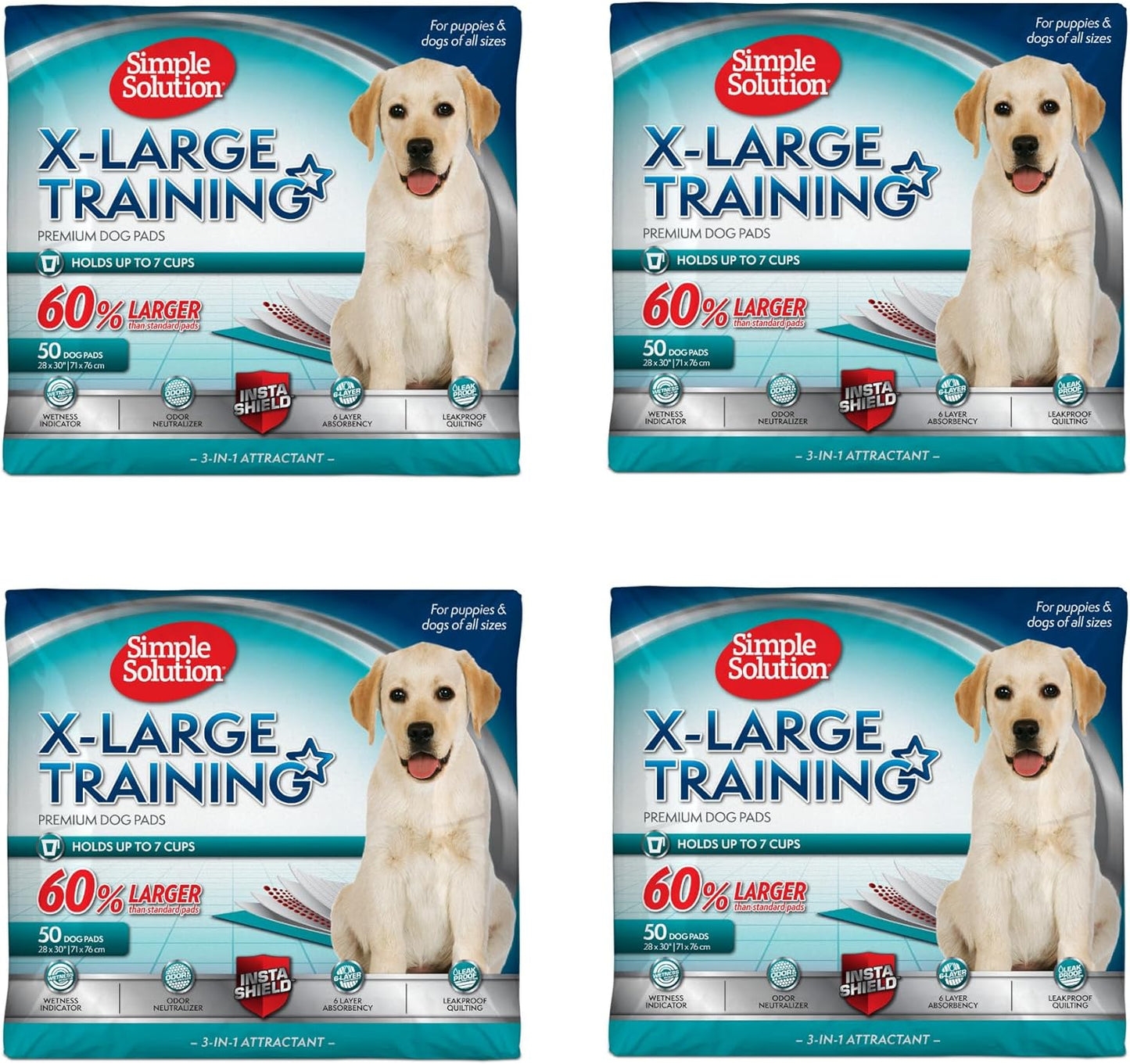 Simple Solution Puppy Pads Extra Large, Super Absorbent Pee Pads for Dogs, Doggie Potty Training, Puppy Essentials, X-Large for House Training, 28"X30", 50 Count