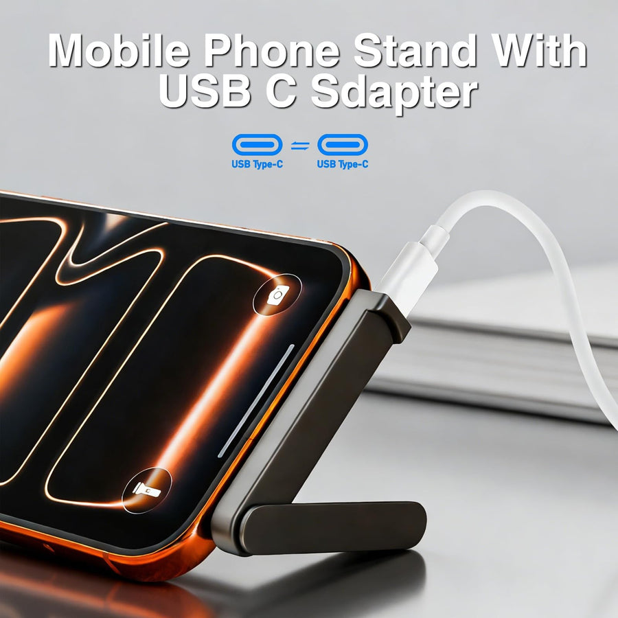 2-in-1 USB-C Fast Charging Cable with Foldable Phone Stand – 240W PD 3.1