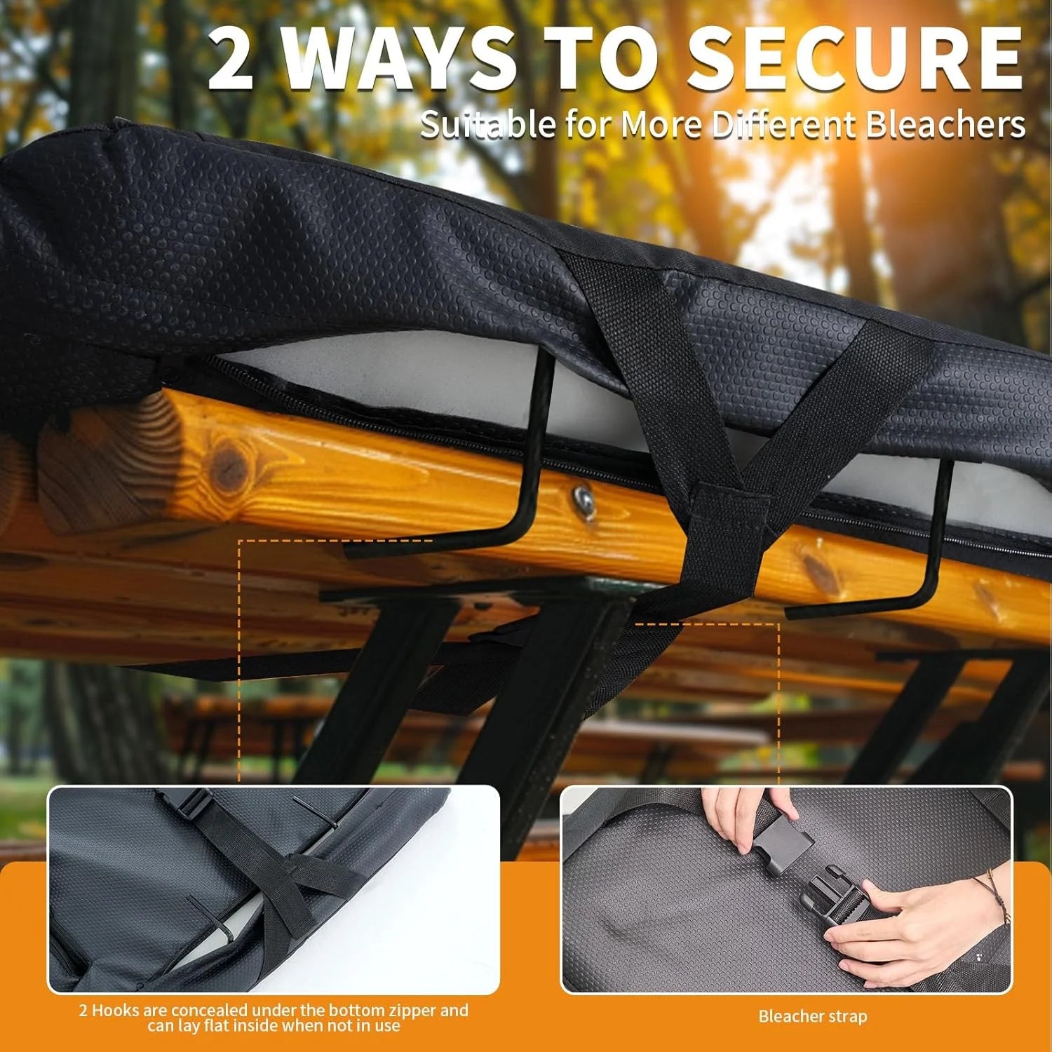 SLSY Heated Stadium Seat Bleacher Seat with Back & Arm Support, Portable 6 Reclinng Positions Stadium Seating for Bleachers, Bleacher Seats for Sports Events, Outing, Travelling, Hiking