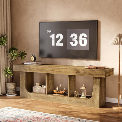 Tribesigns TV Stand for 70-Inch Tvs, 63-Inch Entertainment Center with Storage Shelf, Modern Wood TV Console for Living Room, Bedroom, Brown