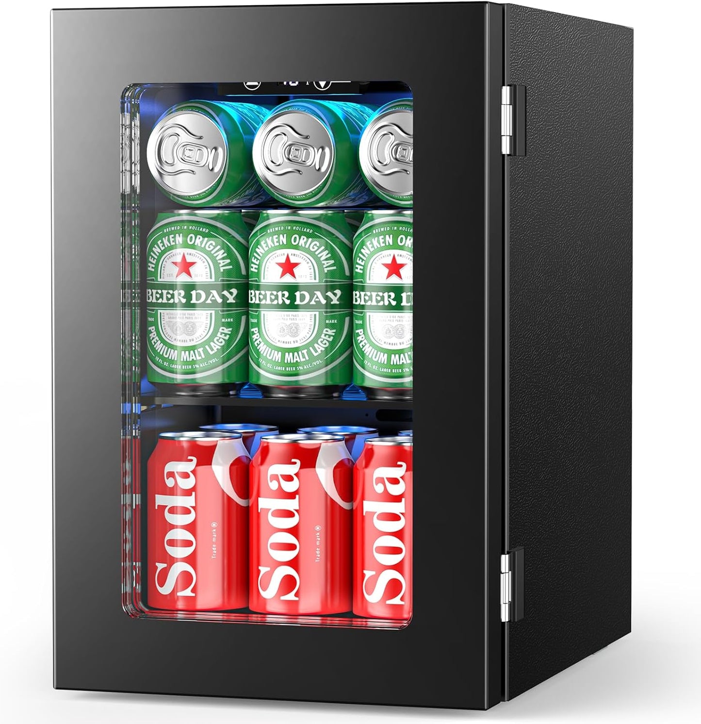 Mini Fridge 130 Can Beverage Refrigerator Cooler, 3.2 Cu.Ft Drink Fridge for Soda Wine Beer, Adjustable Temperature Control for Home Office, Black