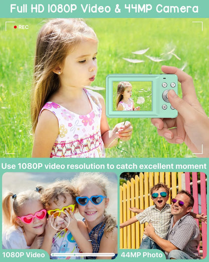 ACTITOP Digital Camera FHD1080P 44MP Portable Camera for Kids 2.4"LCD Screen Small Video Camera with 32G Card