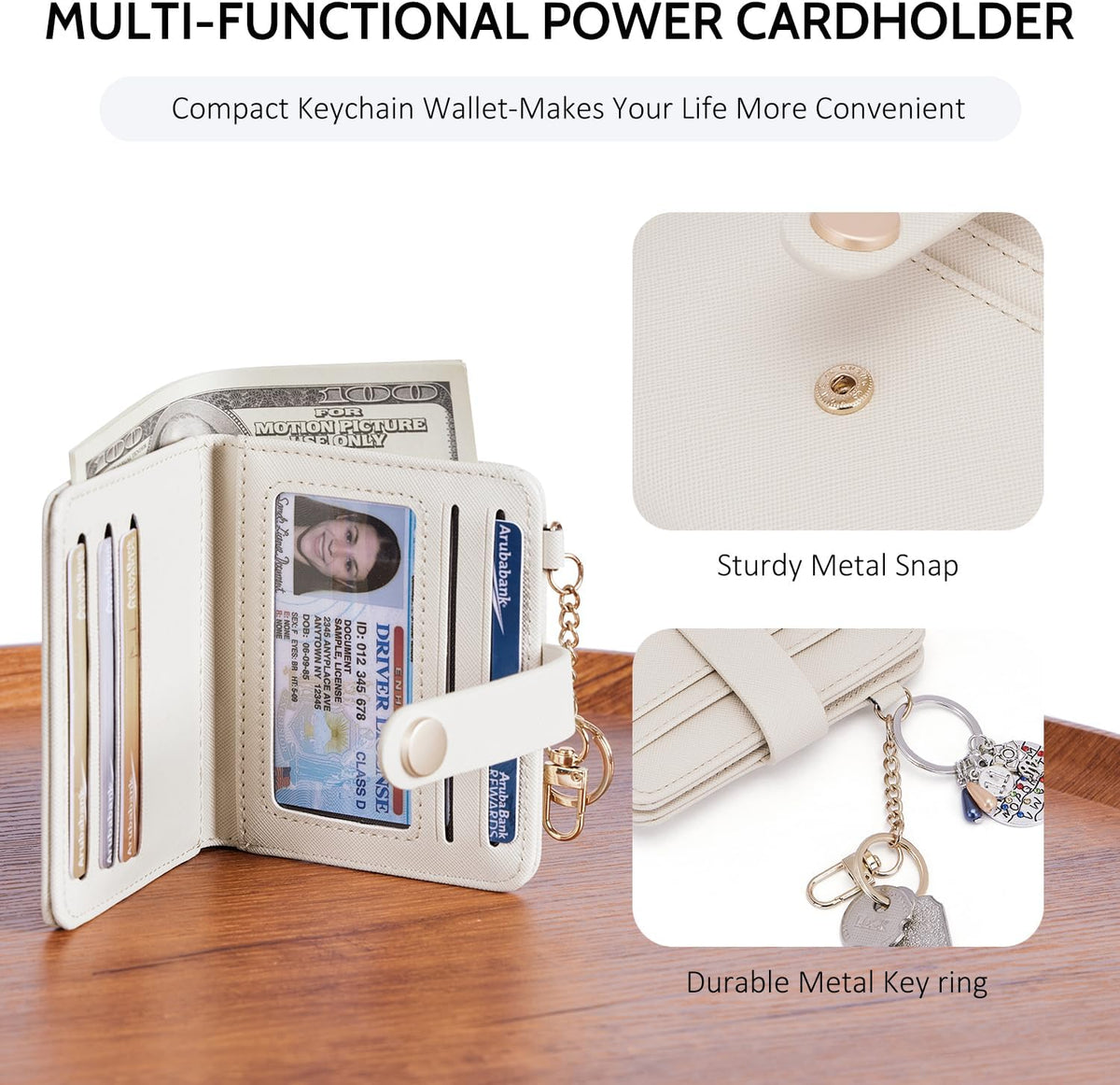 Slim RFID-Blocking Wallet with Zipper Coin Pocket & Keychain