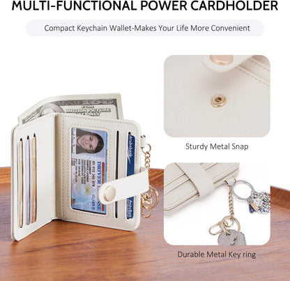 Slim RFID-Blocking Wallet with Zipper Coin Pocket & Keychain