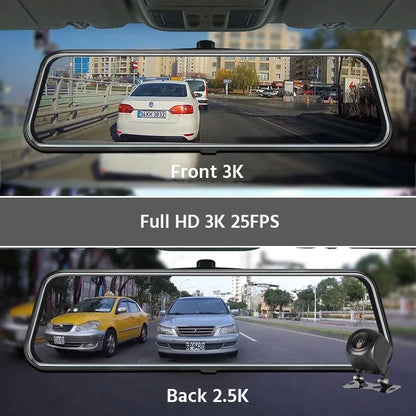 E-ACE 3K+2.5K DVR Mirror for 10"Dash Cam Recorder Optional Rear Camera Night Vision Hisllicon Chip GPS WIFI 24H Parking Monitor