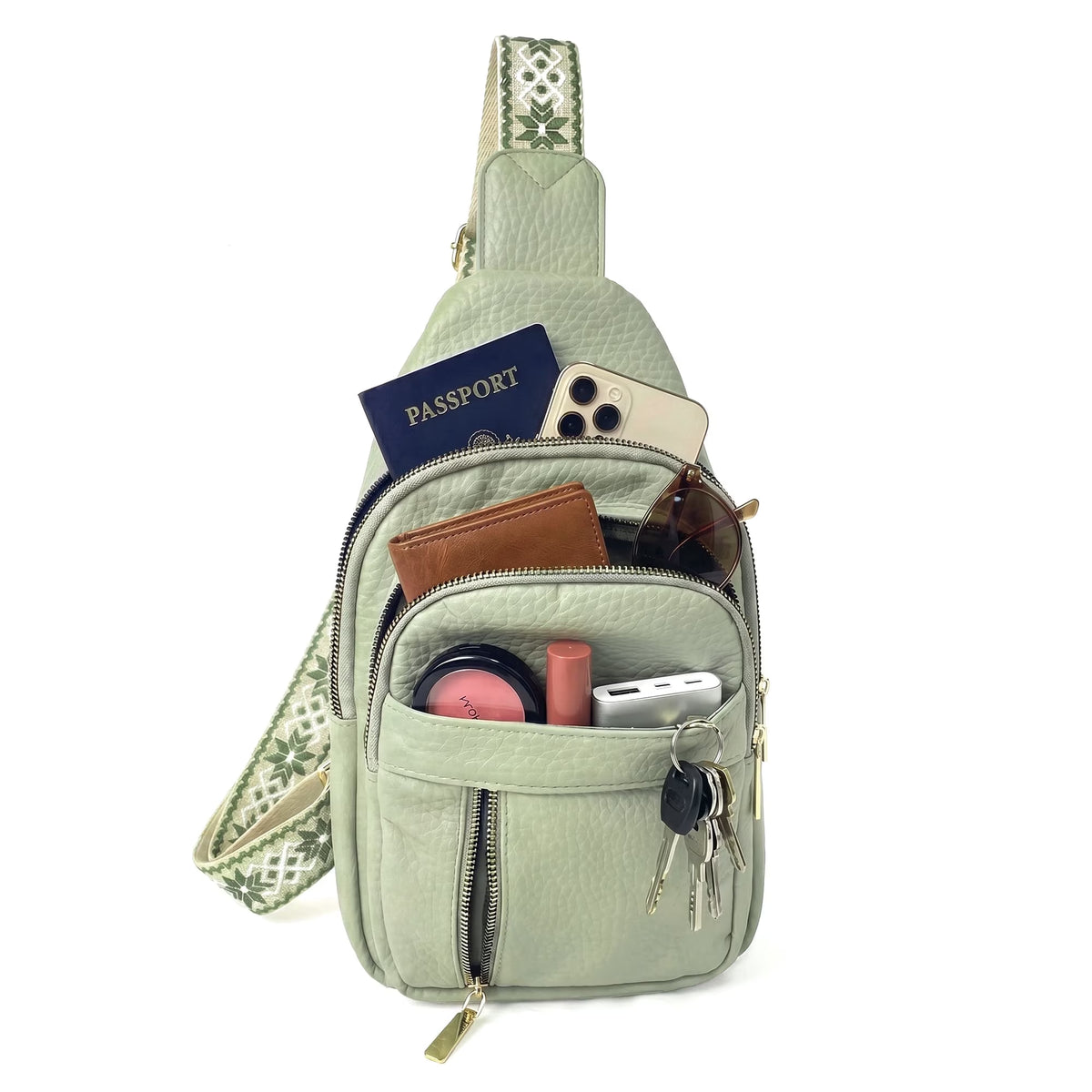 Unisex Brown Crossbody Sling Bag – Water-Resistant PU Leather Travel Bag