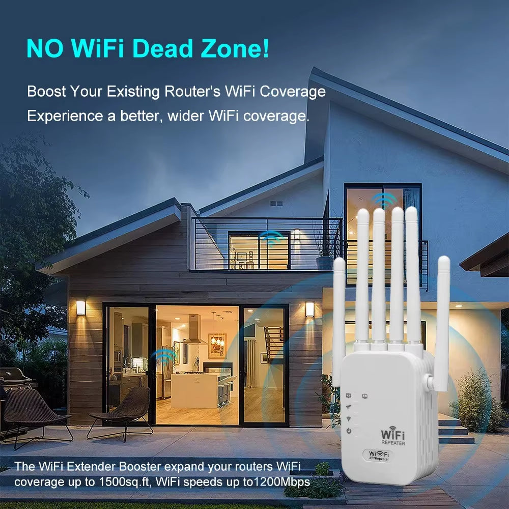 Kebidumei 1200Mbps Dual-Band Wireless WiFi Repeater and Signal Booster, 802.11ac Network Amplifier