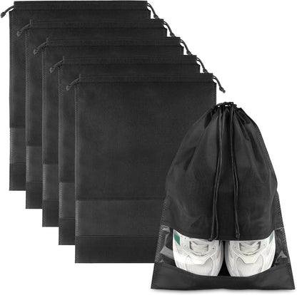 10-Pack Travel Shoe Bags with Clear Windows – Breathable Drawstring Shoe Organizer