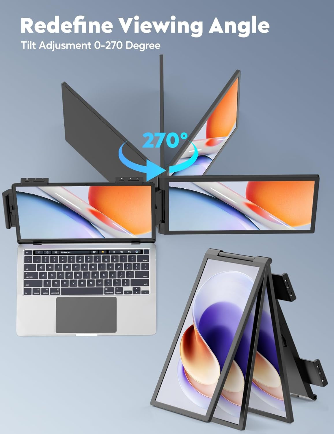 Laptop Screen Extender,14" FHD 1080P IPS Dual Screen,Attachment Screen Extended Extra Screen, Portable Monitor for Laptops 14-16" with USB-C/HDMI Port, Plug N Play for Windows/Mac/Android/Switch/Ps5