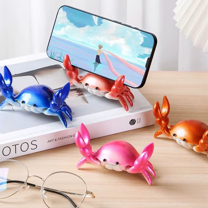 Creative Weightlifting Crab Pen Holder Desktop Phones Glasses Holding Stand Novelty Office Ornament Gifts