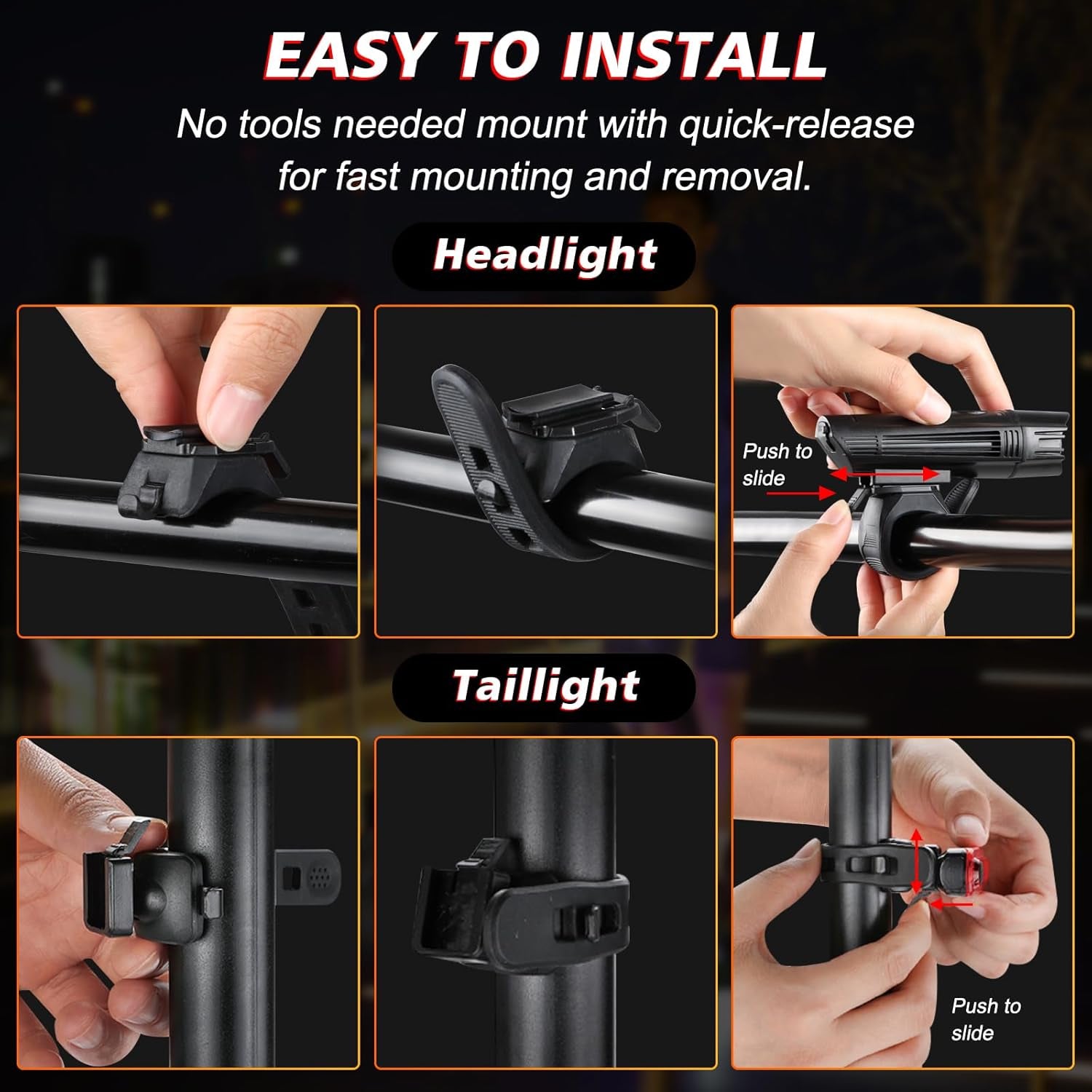 Ascher Ultra Bright USB Rechargeable Bike Light Set, Powerful Bicycle Front Headlight and Back Taillight, 4 Light Modes, Easy to Install for Men Women Kids Road Mountain Cycling Black