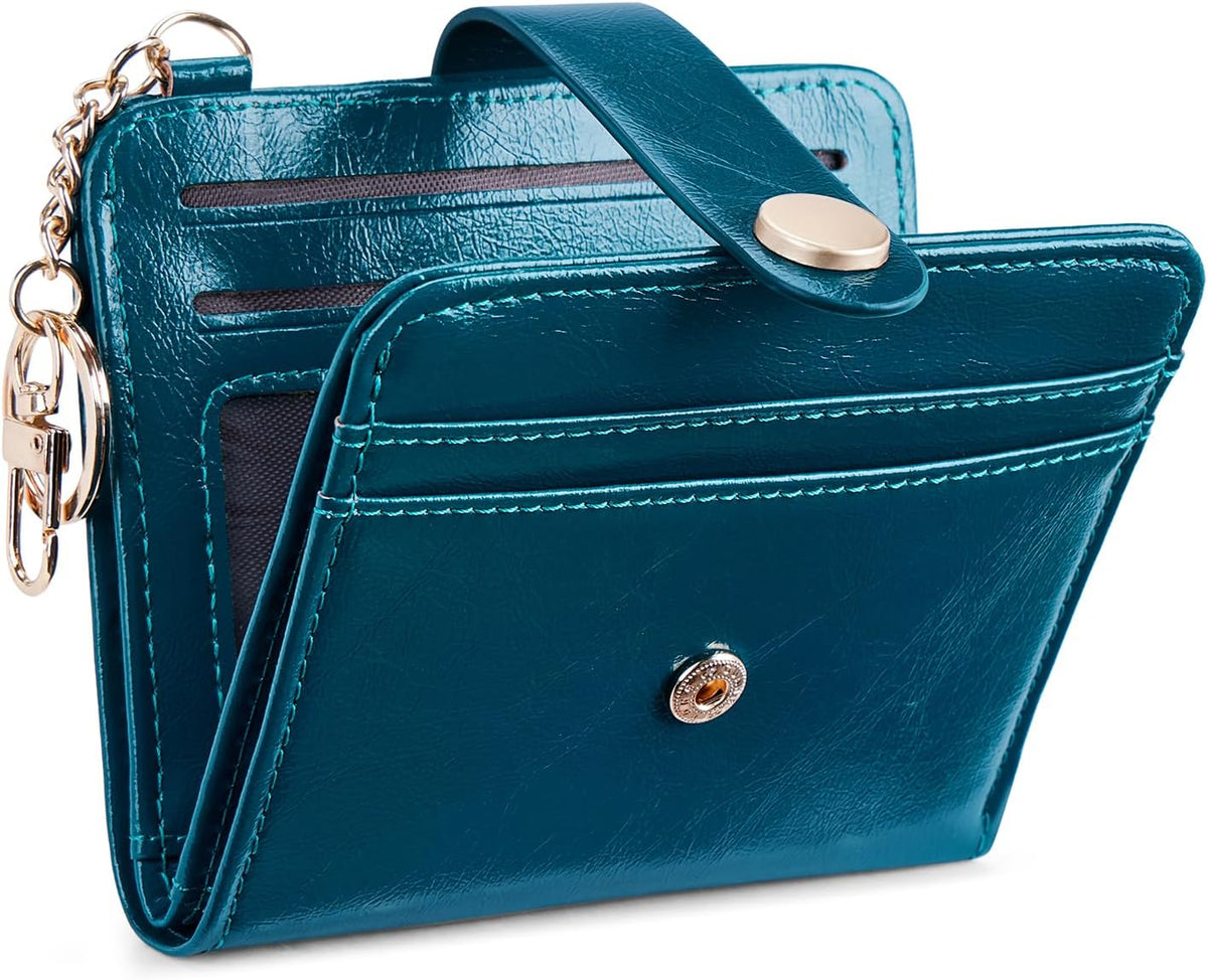 Slim RFID-Blocking Wallet with Zipper Coin Pocket & Keychain