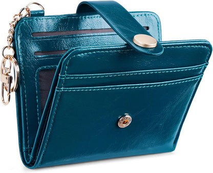 Slim RFID-Blocking Wallet with Zipper Coin Pocket & Keychain